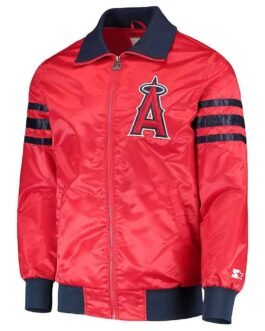 LA Angels The Captain II Red Varsity Satin Jacket