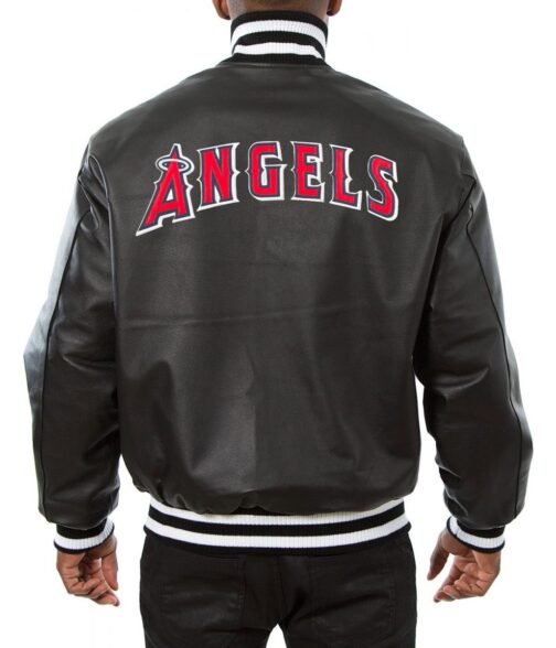 Varsity Los Angeles Angels Black Leather Jacket - Image 2