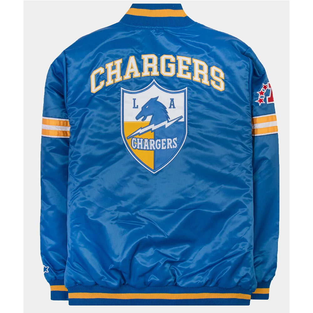 Blue Los Angeles Chargers 30th Anniversary Satin Jacket - Image 2