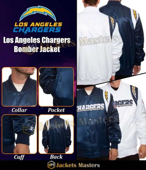 Los Angeles Chargers Bomber Satin Jacket - Image 10