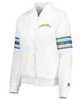 White LA Chargers Line Up Full-Snap Satin Jacket