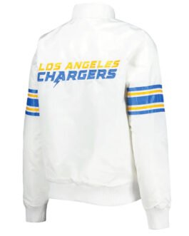 White LA Chargers Line Up Full-Snap Satin Jacket