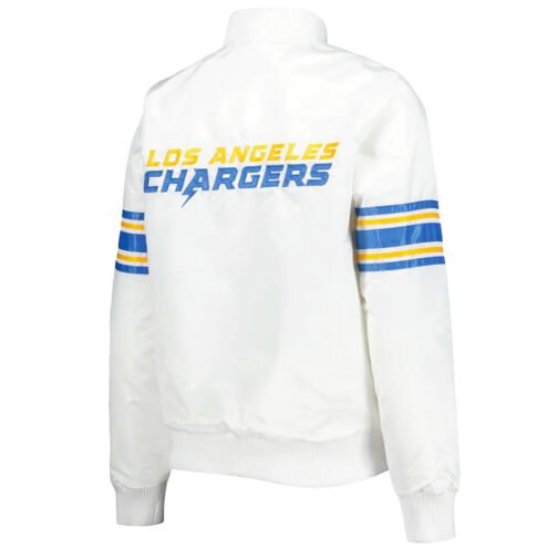 White LA Chargers Line Up Full-Snap Satin Jacket - Image 2