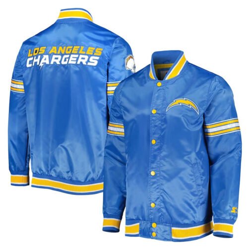 LA Chargers Midfield Powder Blue Satin Jacket - Image 3