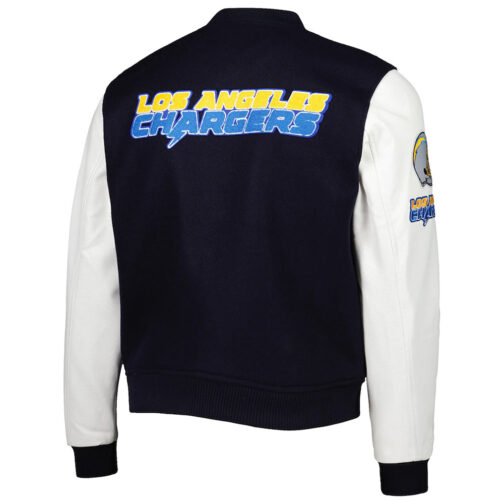 LA Chargers Logo Letterman Navy and White Jacket - Image 2