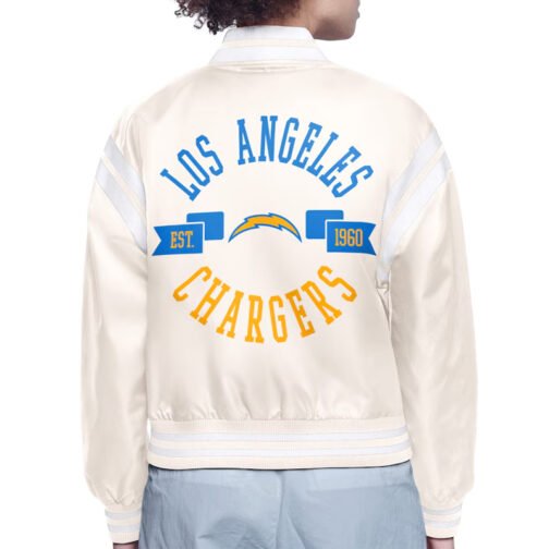 LA Chargers Printed Logo Varsity Satin Jacket - Image 4