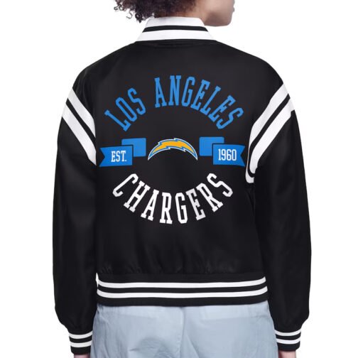 LA Chargers Printed Logo Varsity Satin Jacket - Image 3