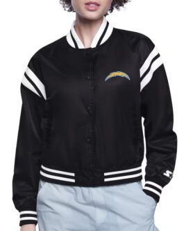 LA Chargers Printed Logo Varsity Satin Jacket