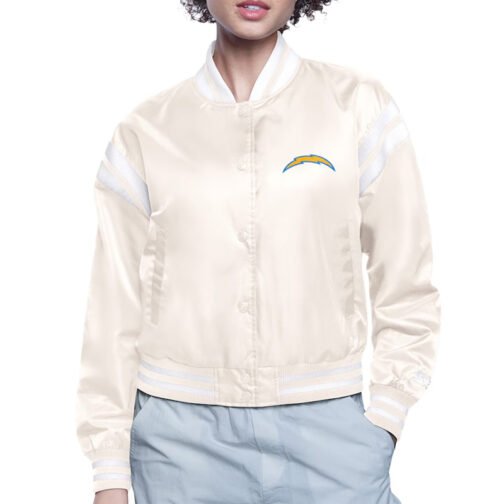 LA Chargers Printed Logo Varsity Satin Jacket - Image 2