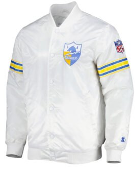 White The Power Forward LA Chargers Satin Jacket
