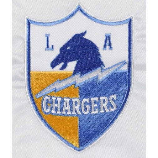 White The Power Forward LA Chargers Satin Jacket - Image 6