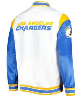 LA Chargers Throwback Pitch Satin Blue and White Jacket
