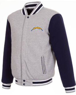 Los Angeles Chargers Gray and Navy Varsity Wool Jacket