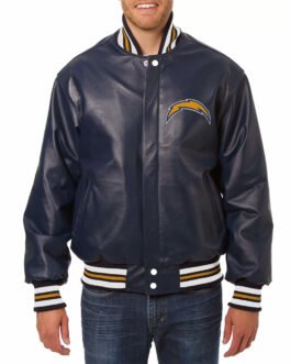 LA Chargers Varsity Blue Leather Jacket