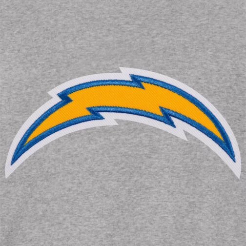 Los Angeles Chargers Gray and Navy Varsity Wool Jacket - Image 4