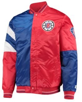 LA Clippers Color Block Satin Red and Blue Jacket