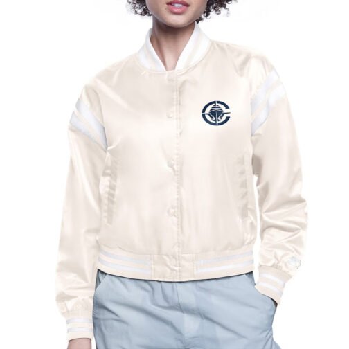 LA Clippers Printed Logo Varsity Satin Jacket - Image 2