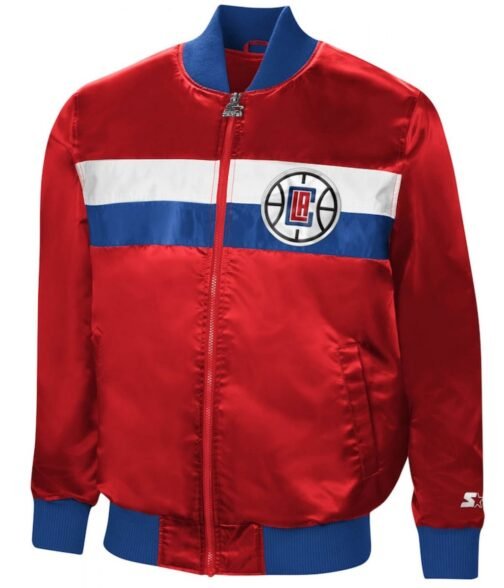 Starter LA Clippers Bomber Red Satin Jacket