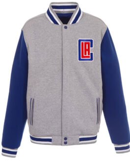 LA Clippers Gray and Royal Varsity Wool Jacket