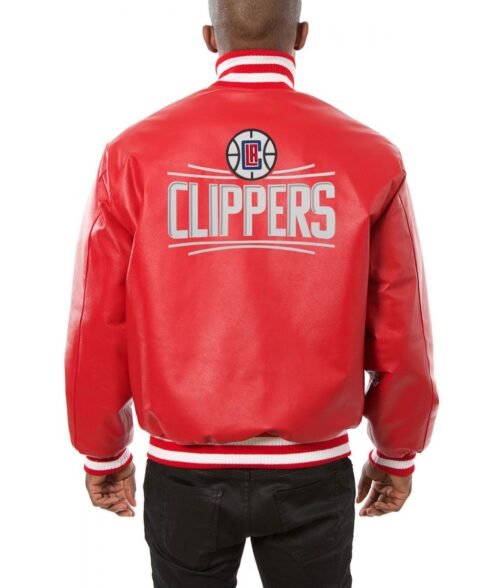 Varsity Los Angeles Clippers Red Leather Jacket - Image 4