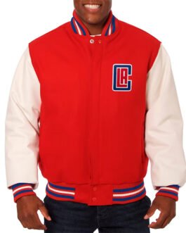LA Clippers Red and White Varsity Jacket