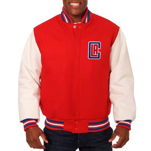 LA Clippers Red and White Varsity Jacket