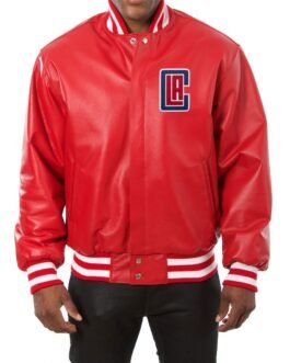 Varsity Los Angeles Clippers Red Leather Jacket