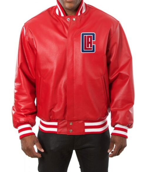 Varsity Los Angeles Clippers Red Leather Jacket - Image 2