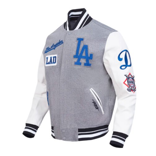 LA Dodgers Area Code Classic Rib Varsity Jacket - Image 5