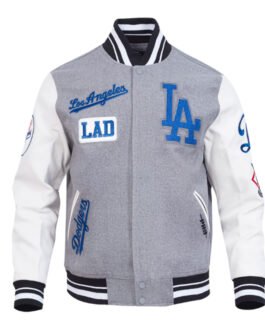 LA Dodgers Area Code Classic Rib Varsity Jacket