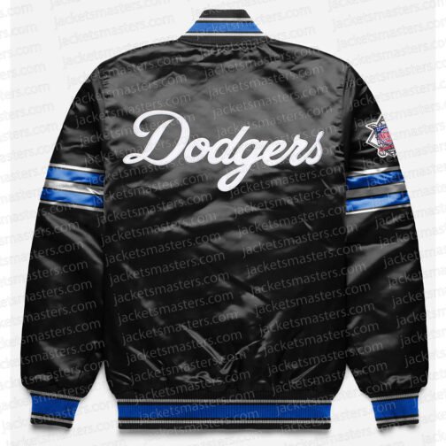 Los Angeles Dodgers Black Full-Snap Satin Jacket - Image 2