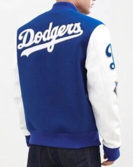 LA Dodgers Blended Blue and White Letterman Jacket