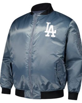 LA Dodgers Charcoal Bomber Full-Zip Jacket