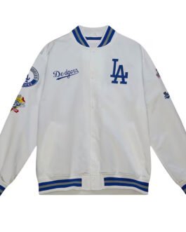 Los Angeles Dodgers City Collection White Varsity Satin Jacket
