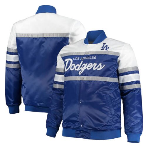 Coaches LA Dodgers Satin Royal/Gray Jacket - Image 3