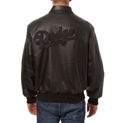 LA Dodgers Full Black Leather Jacket - Image 2