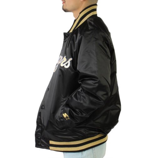 LA Dodgers Gold Patches Black Satin Jacket - Image 4