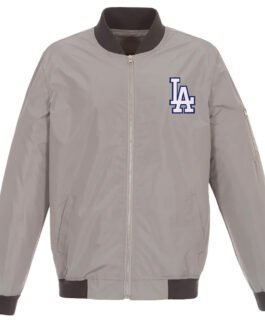 LA Dodgers Royal and Grey Nylon Bomber Jacket