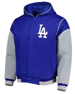 LA Dodgers Royal and Gray Hoodie Jacket