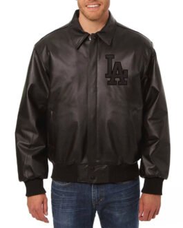 LA Dodgers Full Black Leather Jacket