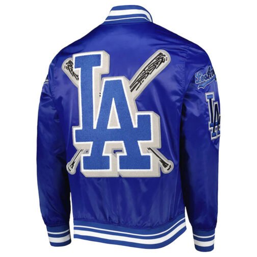 LA Dodgers Mash Up Royal Blue and Black Satin Jacket - Image 3