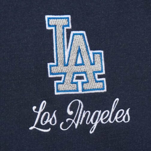LA Dodgers Navy and White Fleece Varsity Jacket - Image 4