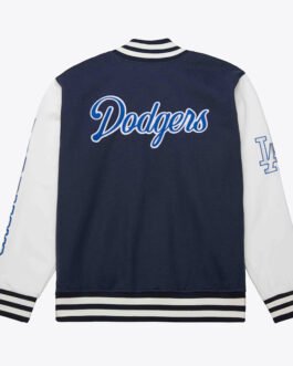 LA Dodgers Navy and White Fleece Varsity Jacket