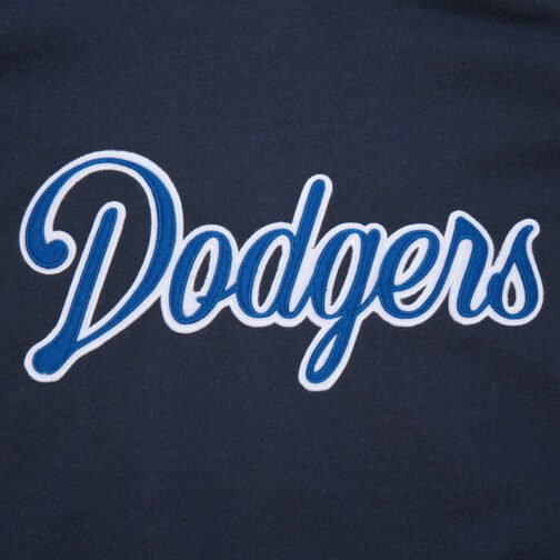 LA Dodgers Navy and White Fleece Varsity Jacket - Image 3