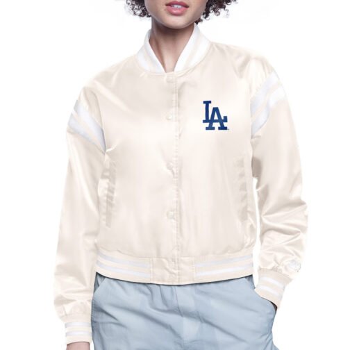 LA Dodgers Printed Logo Black Varsity Satin Jacket - Image 3