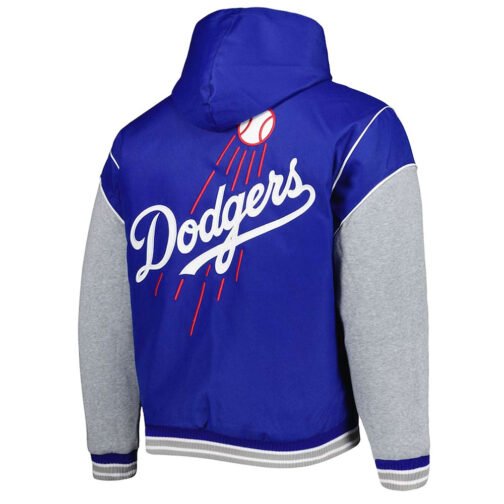 LA Dodgers Royal and Gray Hoodie Jacket - Image 2