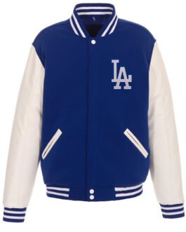 LA Dodgers Royal and White Varsity Wool/Leather Jacket