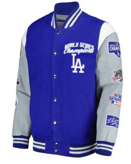 LA Dodgers Franchise Gray and Royal Blue Varsity Jacket