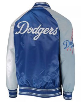 Reliever LA Dodgers Royal Blue, Gray and White Satin Jacket