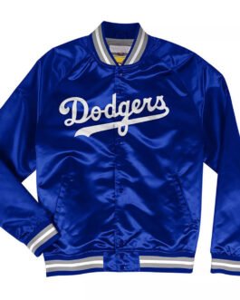 LA Dodgers Lightweight Blue and Black Satin Jacket